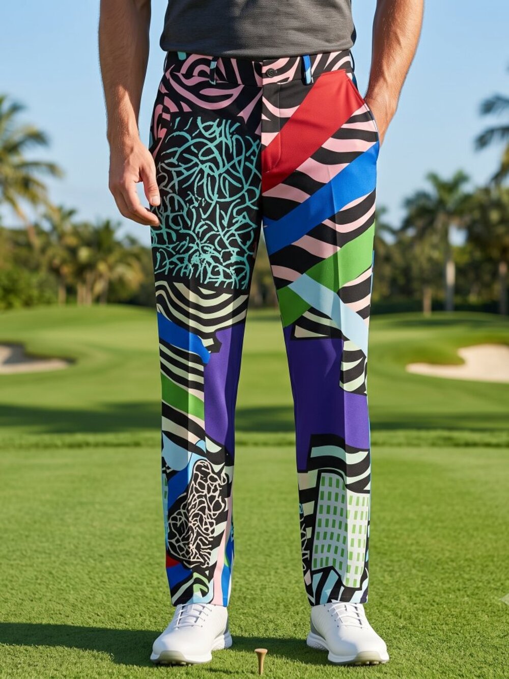 Conceptual Subculture Mens Golf Pants Size 38 Fine Art Abstract Painterly Loud